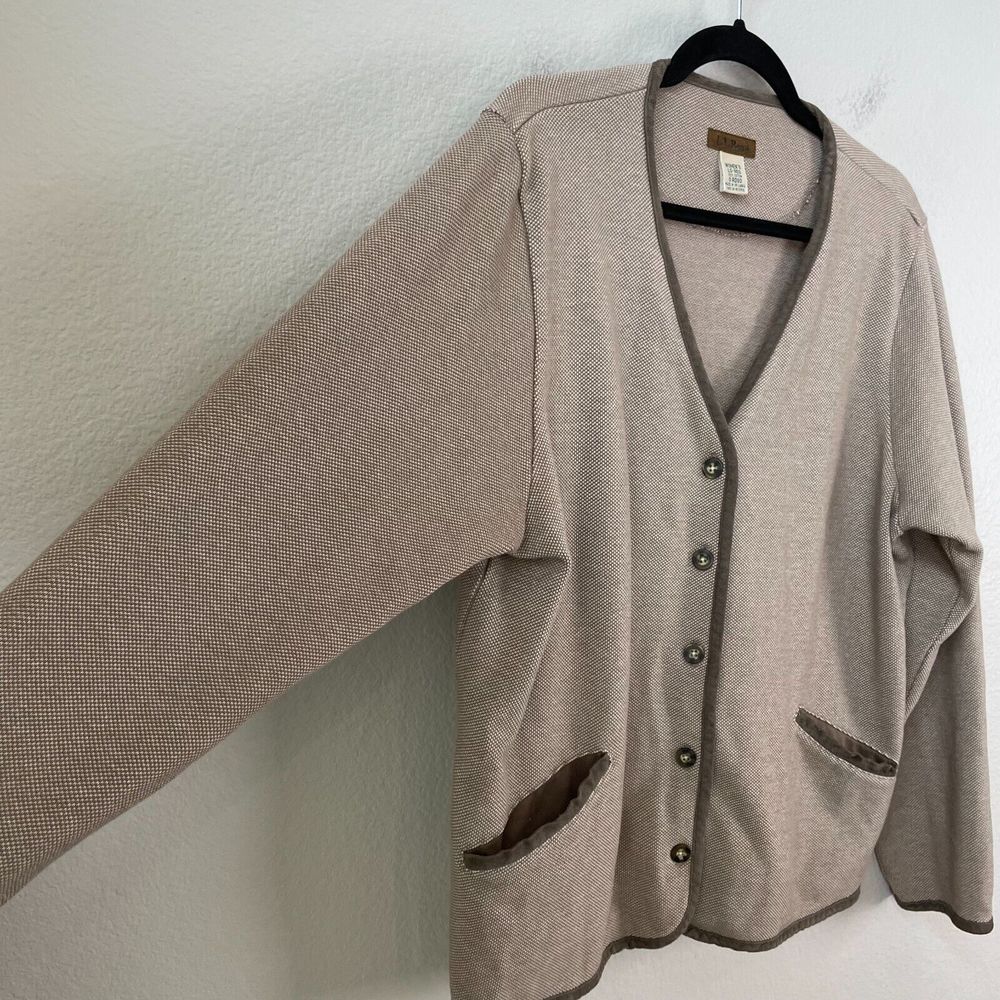 LL BEAN Womens Large Brown Button Up Cardigan Sweater Pockets - Picture 5 of 9